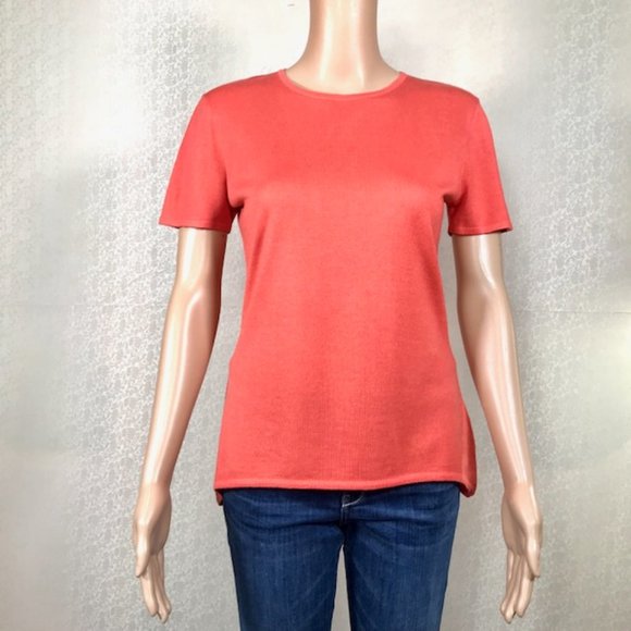 St. John Collection Coral Cashmere T-Shirt Sz S - Picture 3 of 6